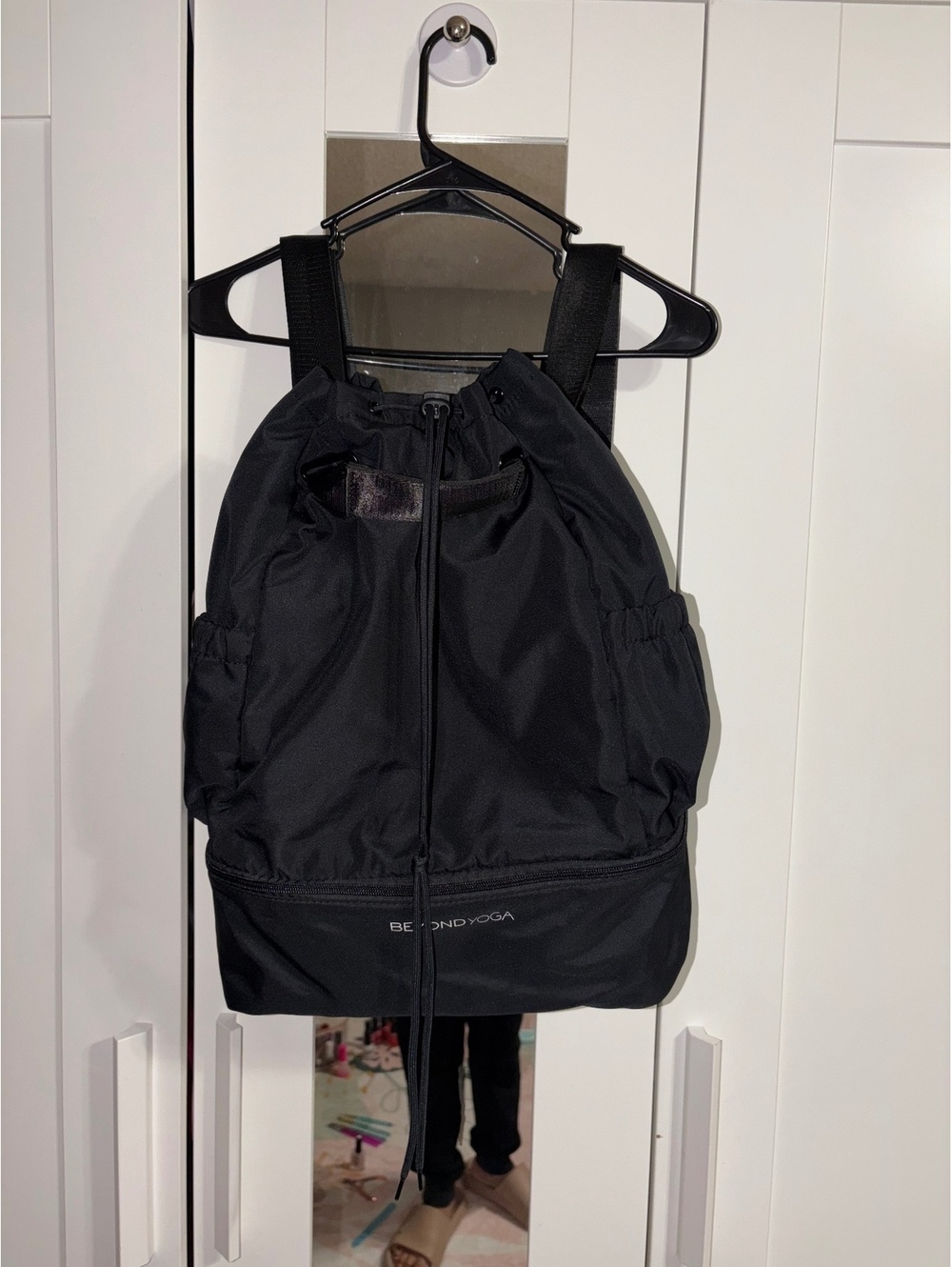 Beyond Yoga Black Drawstring Backpack with Adjustable Straps